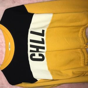 forever 21 cropped, printed sweater (distressed)